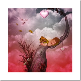 Cute sleeping fairy baby. Posters and Art